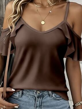 NWT Cold-Shoulder Top Brown XXL